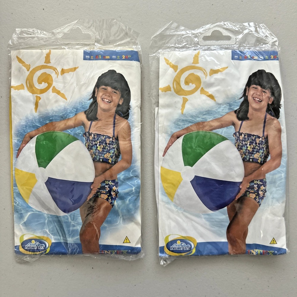 Vintage Intex The Wet Set 24-Inch Beach Balls Model #59030 Lot of 2 Sealed